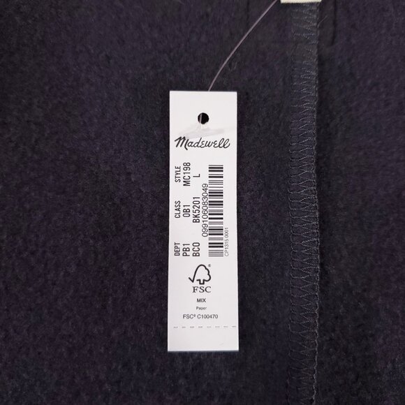 NWT Madewell Superbrushed Pull On Jumpsuit Womens Large Fleece Lined Coal MC198 - Picture 9 of 15